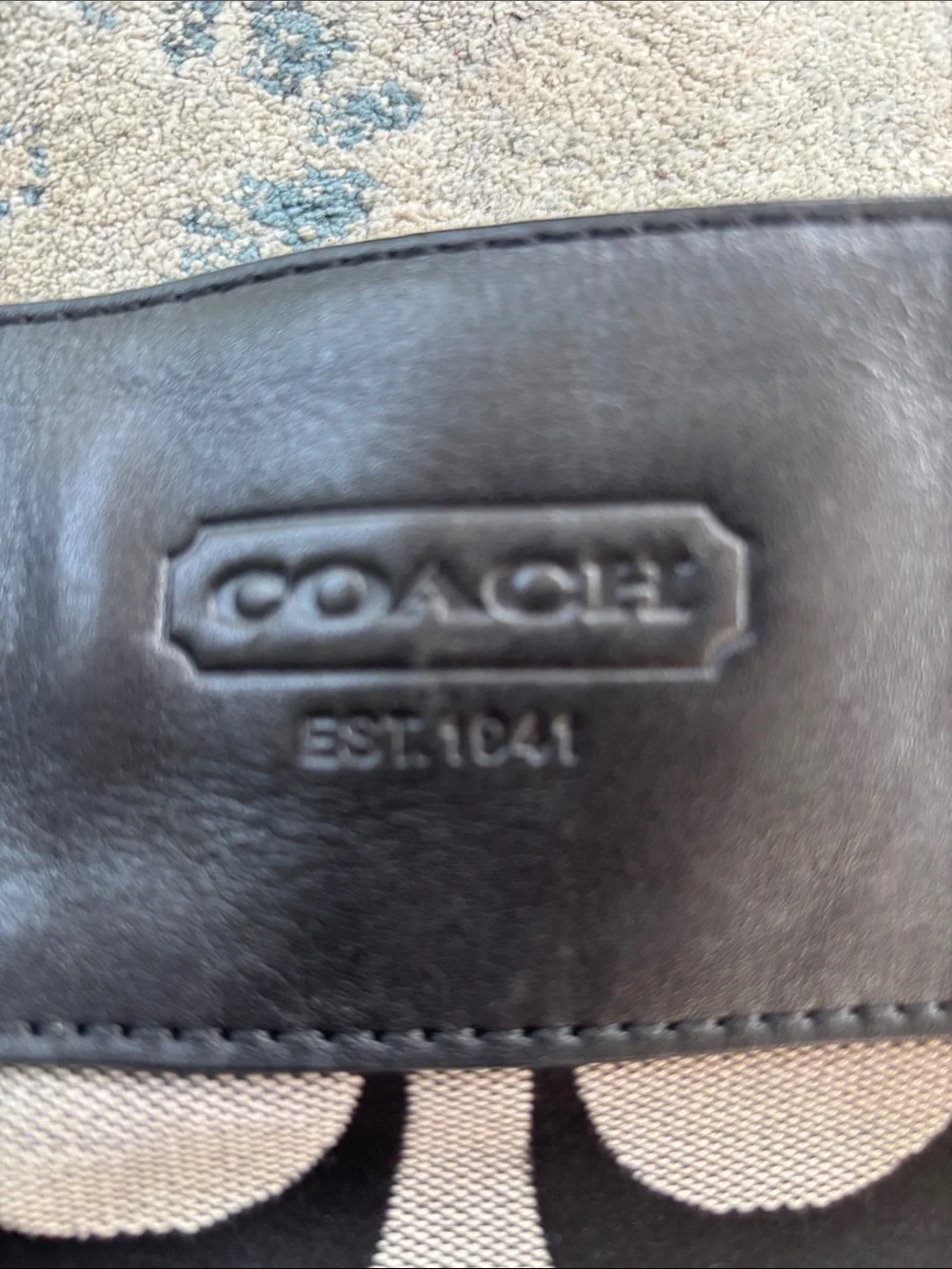 Coach Black and Tan Canvas Shoulder Bag missing strap
